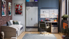 Детская «Оксфорд-2» Матера, Дуб крафт белый с рисунком в Мегионе - megion.mebel-tymen.ru | фото