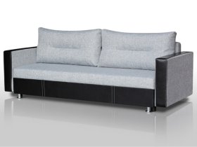 Диван Комфорт с прямыми подлокотниками грей/кожзам в Мегионе - megion.mebel-tymen.ru | фото