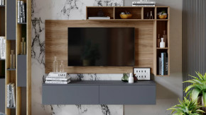 Гостиная «Порто» №1 Яблоня Беллуно, Графит софт в Мегионе - megion.mebel-tymen.ru | фото