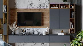 Гостиная «Порто» №6 Яблоня Беллуно, Графит софт в Мегионе - megion.mebel-tymen.ru | фото