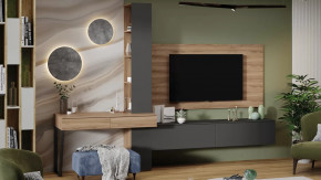 Гостиная «Порто» №8 Яблоня Беллуно, Графит софт в Мегионе - megion.mebel-tymen.ru | фото