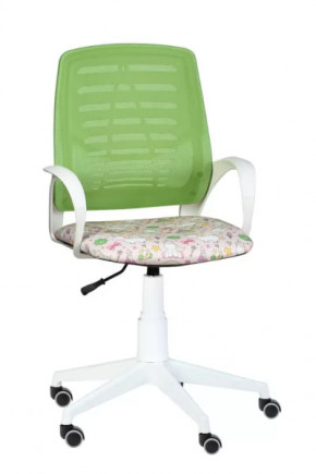 Кресло Ирис WHITE, сетка W (салатовая)/ткань Т54 (единорог) (подлокот.084) белая крестовина в Мегионе - megion.mebel-tymen.ru | фото