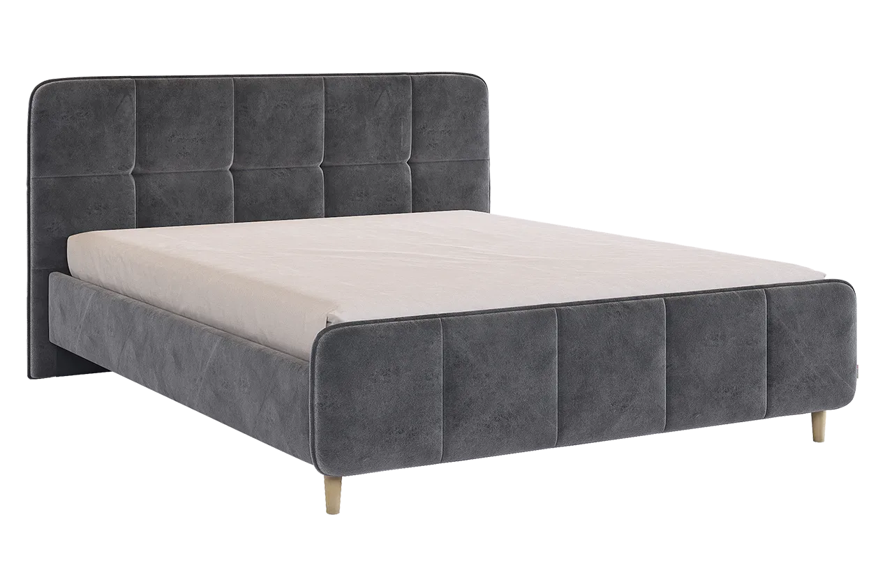 Кровать с основанием Грета 160х200 см грей алькантара (велюр) в Мегионе - megion.mebel-tymen.ru | фото
