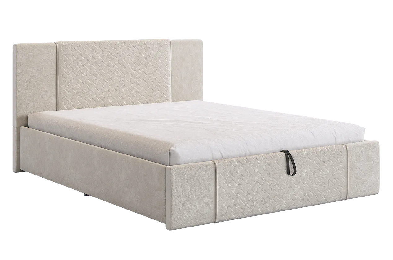 Кровать с подъемным механизмом Хлоя 160х200 см крем (велюр) в Мегионе - megion.mebel-tymen.ru | фото