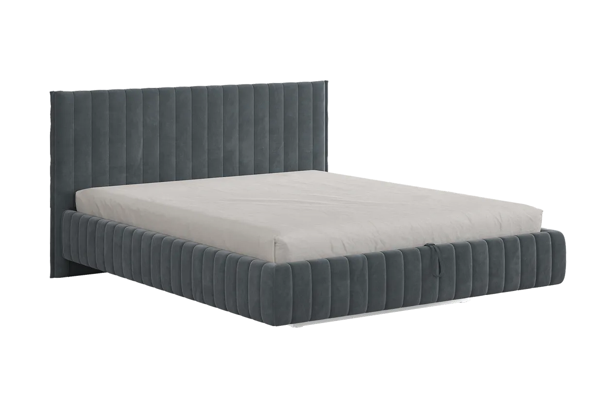 Кровать с подъемным механизмом Твикс 160х200 см графит (велюр) в Мегионе - megion.mebel-tymen.ru | фото