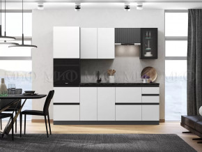 Кухня Техно-6 2,4м (Графит/Белый снег софт/Графит софт) в Мегионе - megion.mebel-tymen.ru | фото