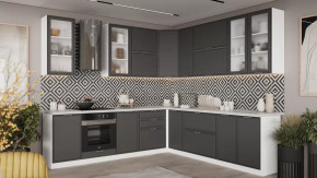 Кухонный гарнитур «Белладжио» №13 Белый, Софт графит в Мегионе - megion.mebel-tymen.ru | фото