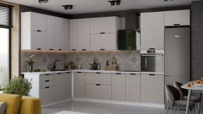 Кухонный гарнитур «Гренада» №18 Белый, Холст мокко в Мегионе - megion.mebel-tymen.ru | фото