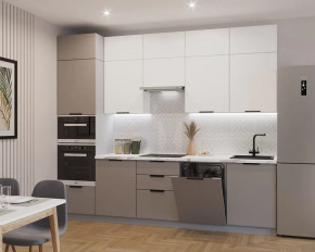 Кухонный прямой гарнитур арт.5, 3000 мм, Обсидиан/Тальк в Мегионе - megion.mebel-tymen.ru | фото