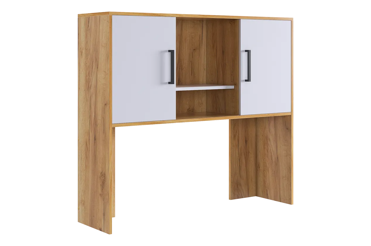 Надстройка стола компьютерного 1200 Лайт-2 дуб крафт золотой/белый в Мегионе - megion.mebel-tymen.ru | фото