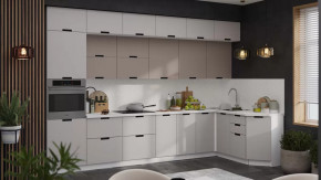 Модульная кухня «Гренада» Белый, Холст латте, Холст мокко в Мегионе - megion.mebel-tymen.ru | фото