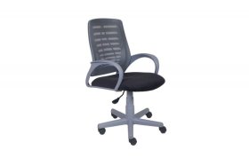 Кресло Ирис пластик серый-сетка серая/ткань NEO-26 (флок) серая (подл.пластик серый)/осн.пластик серый в Мегионе - megion.mebel-tymen.ru | фото