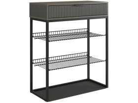 Обувница Вельвет графит/графит матовый/черный муар в Мегионе - megion.mebel-tymen.ru | фото