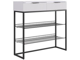 Обувница Классная 1 белое дерево/белый матовый/черный муар в Мегионе - megion.mebel-tymen.ru | фото