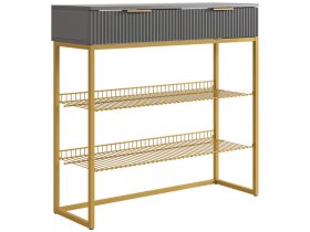 Обувница Классная 1 графит/графит матовый/золото в Мегионе - megion.mebel-tymen.ru | фото