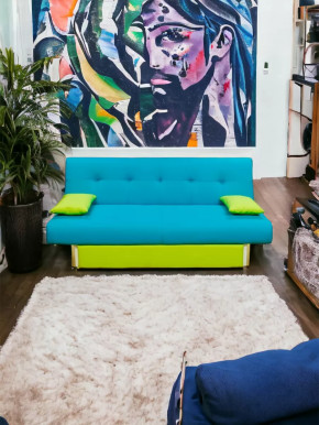 Прямой диван манго 4 Нео Азуре/Подушки Салат в Мегионе - megion.mebel-tymen.ru | фото