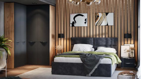 Спальный гарнитур «Глосс» №9 Яблоня Беллуно, Стекло Графит матовый в Мегионе - megion.mebel-tymen.ru | фото