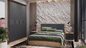 Спальный гарнитур «Хилтон» №2 Дуб Крафт золотой, Графит матовый в Мегионе - megion.mebel-tymen.ru | фото