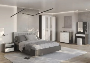 СТЕФАНИ Спальня №1, ЛДСП Графит-МДФ Серый софт/ЛДСП Рамух белый в Мегионе - megion.mebel-tymen.ru | фото