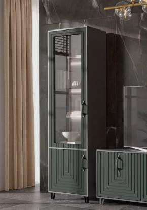 Стеклопенал Квадро М-1 серый графит/софт пестовый в Мегионе - megion.mebel-tymen.ru | фото