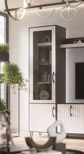 Стеклопенал Квадро М-1 серый графит/софт вайт в Мегионе - megion.mebel-tymen.ru | фото