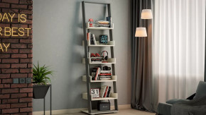 Стеллаж тип 15 Дуб крафт белый, Графит Серый в Мегионе - megion.mebel-tymen.ru | фото