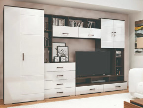 Стенка Коста МДФ Венге-белый глянец в Мегионе - megion.mebel-tymen.ru | фото