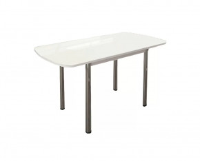 Стол Бостон-3 раздвижной, белый глянец, хром брифинг в Мегионе - megion.mebel-tymen.ru | фото