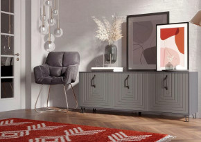 Тумба Квадро М-6, ЛДСП серый графит/МДФ софт графит в Мегионе - megion.mebel-tymen.ru | фото